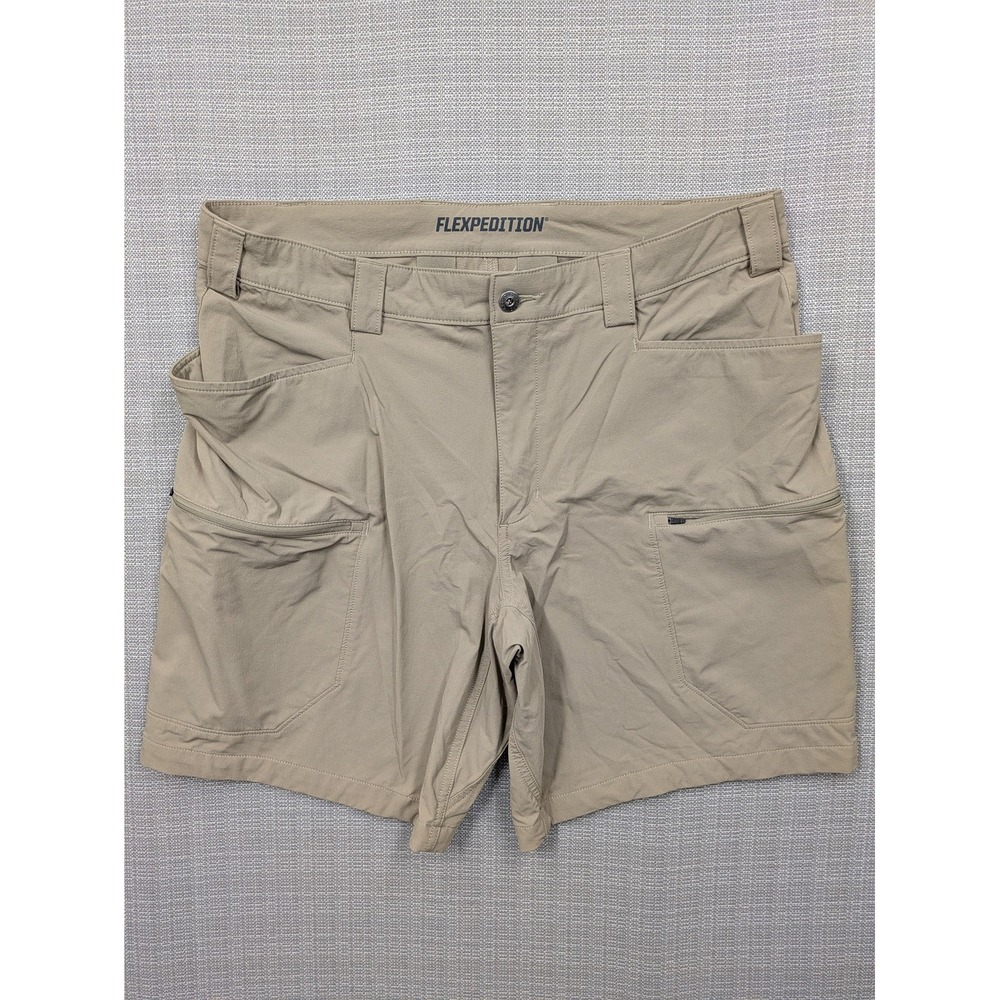 Duluth Trading Co Flexpedition Shorts Mens 38 Beige Cargo 9 Inseam Stretch